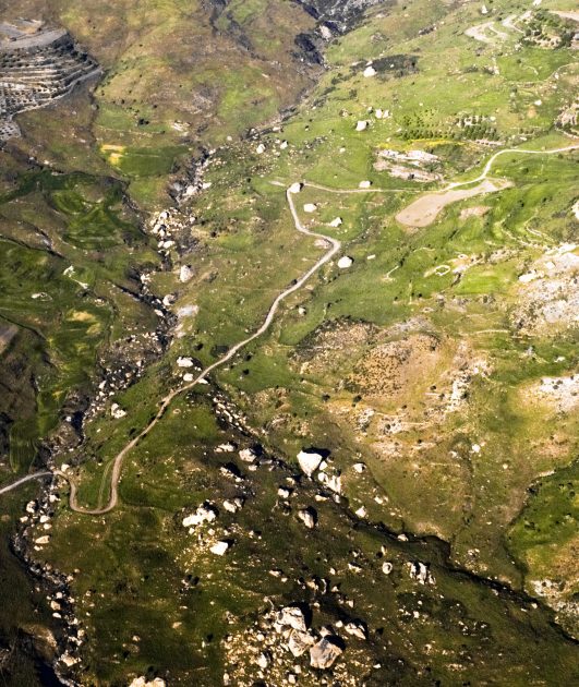 Aerial view of cracked mountain, Cyprus